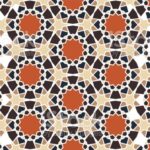 Morocco arabesque vector pattern. Geometric halftone morocco pattern with color tile disintegration.